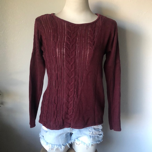 RVCA Sweaters - RVCA Maroon Asymmetrical Knit Sweater